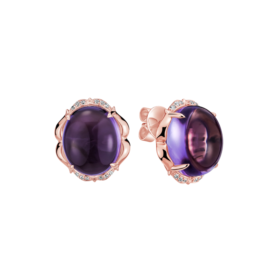 Diamond earrings with Amethyst Bloomira