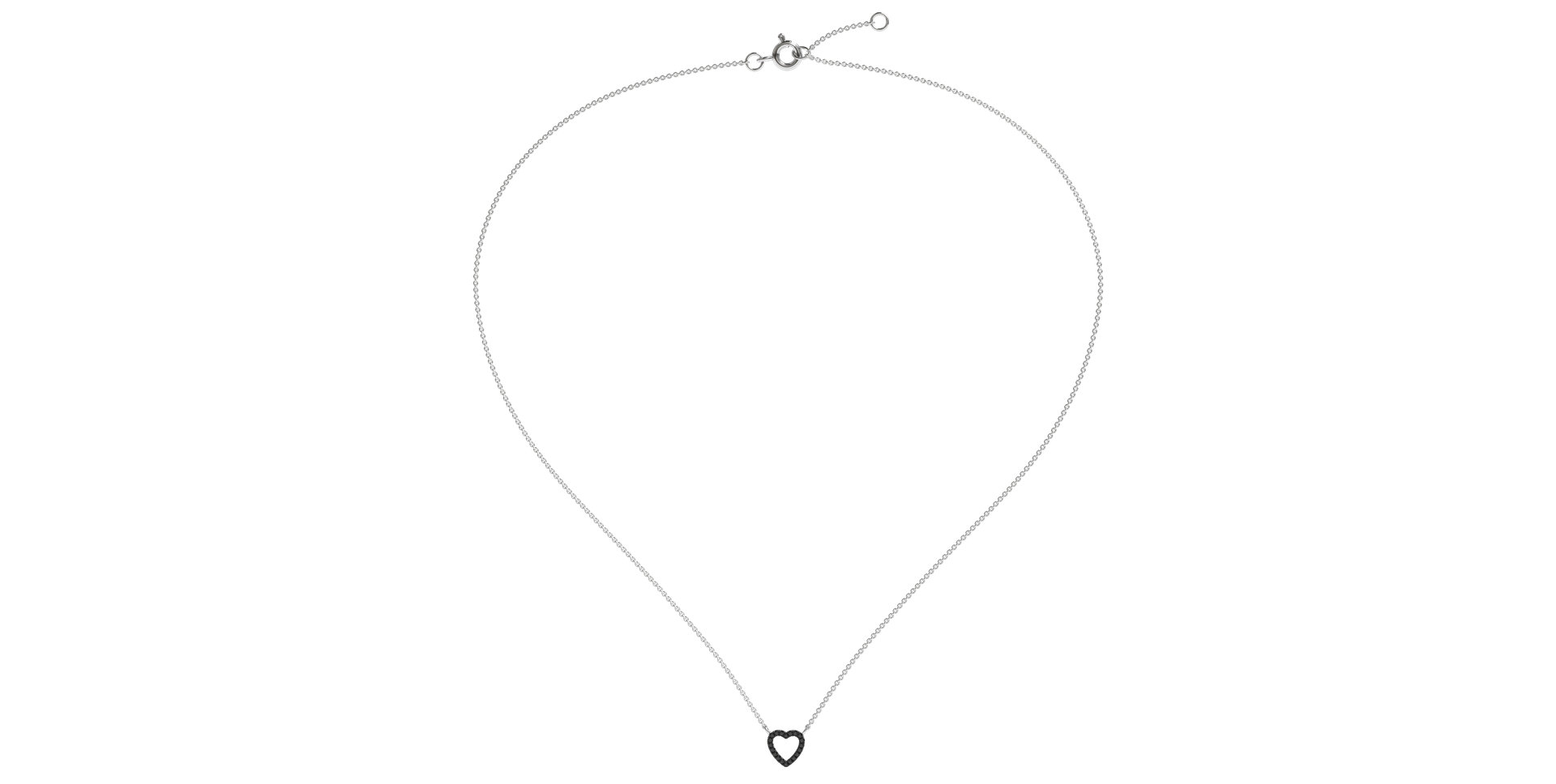 Necklace with black and white diamonds Tender Heart