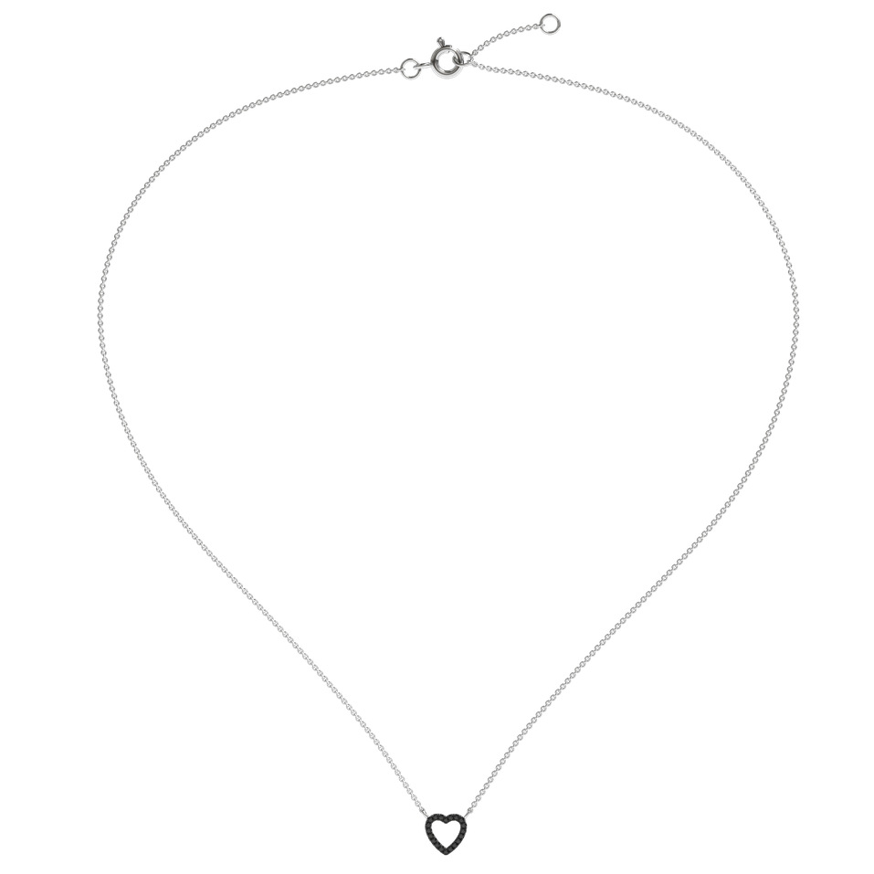 Necklace with black and white diamonds Tender Heart