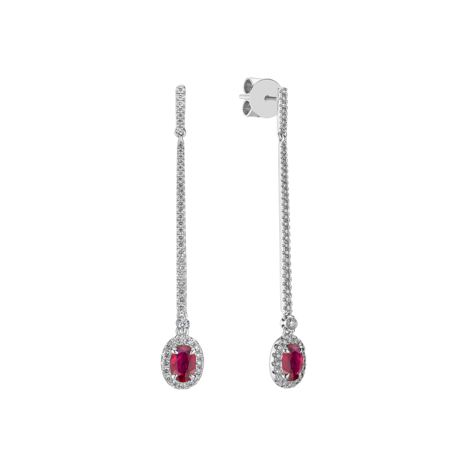 Diamond earrings with Ruby Jewel Fall