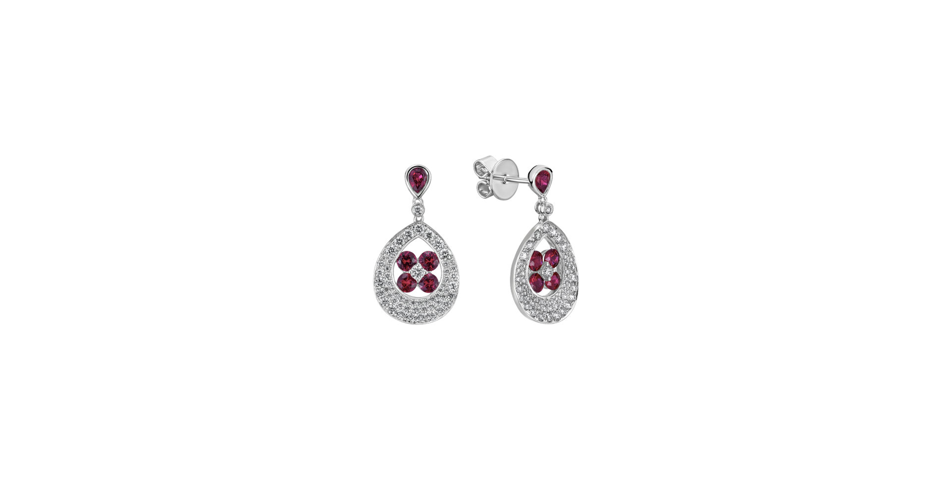 Diamond earrings with Rubies Forest Charm