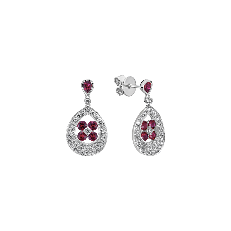 Diamond earrings with Rubies Forest Charm