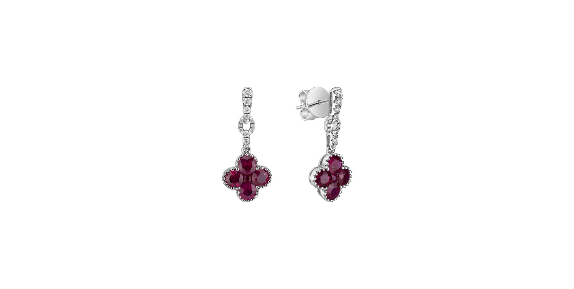 Diamond earrings and Ruby Fire Clover