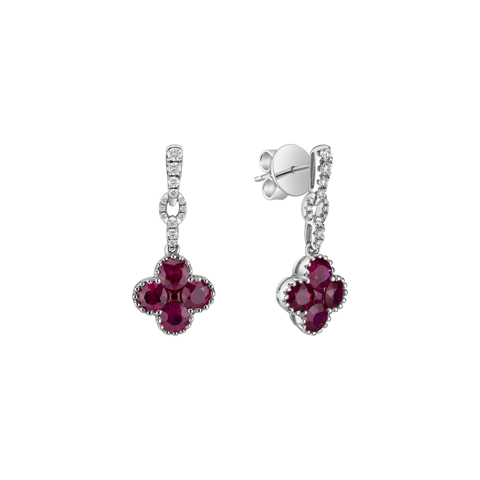 Diamond earrings and Ruby Fire Clover