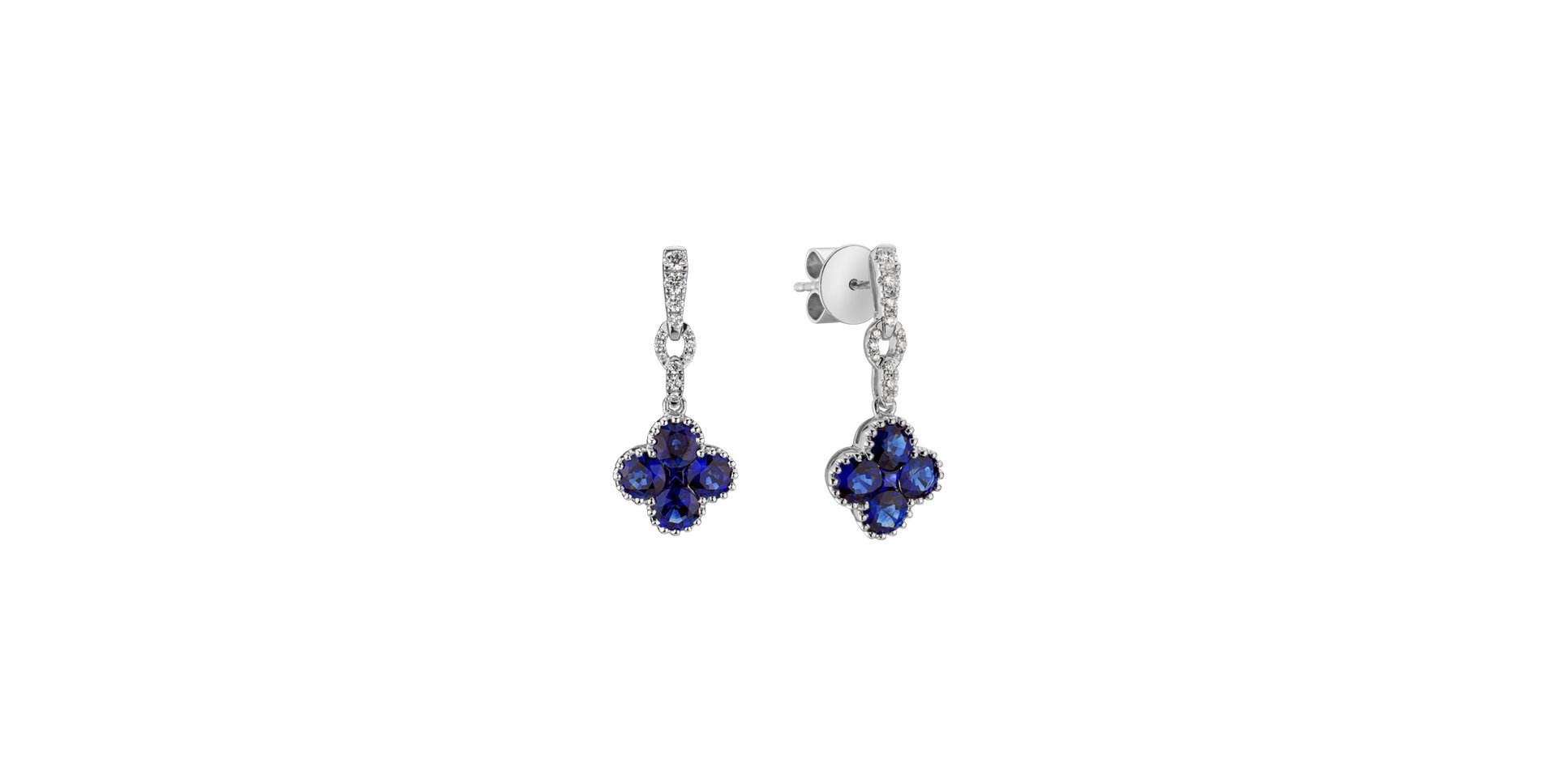 Diamond earrings and Sapphire Fire Clover