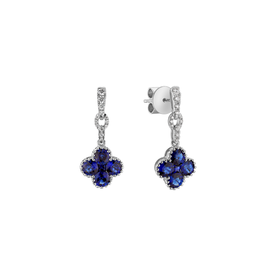 Diamond earrings and Sapphire Fire Clover
