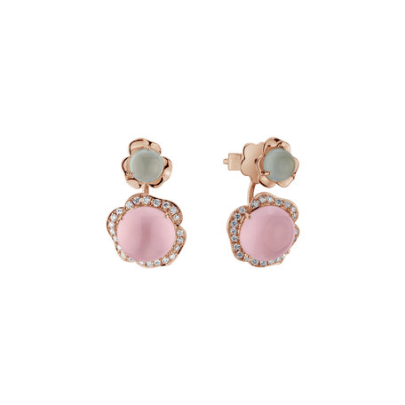 Diamond earrings, Aquamarine and Rose Quartz East of Eden