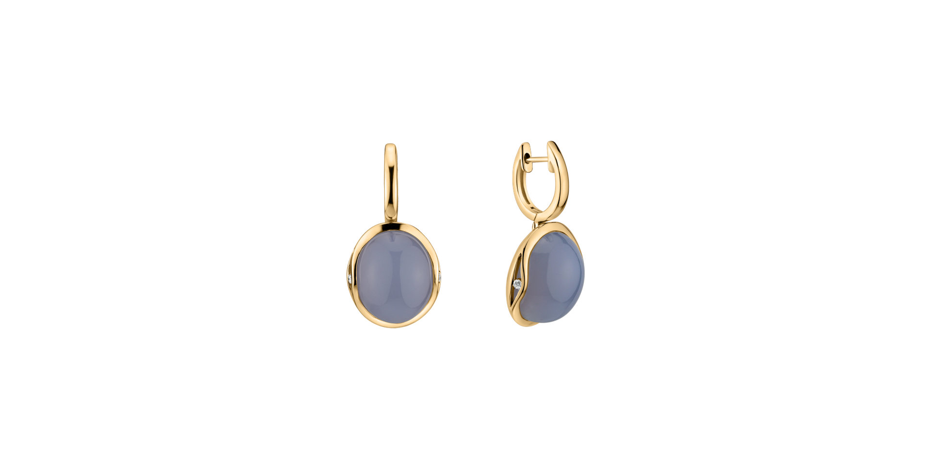Diamond earrings with Chalcedony Fairytale Drop