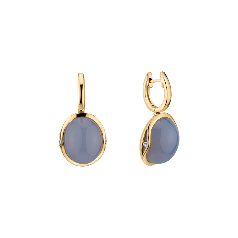 Diamond earrings with Chalcedony Fairytale Drop