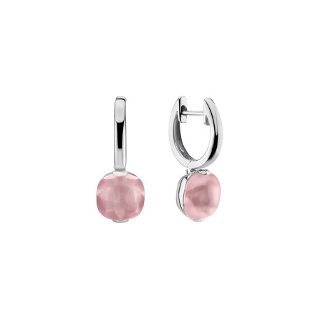 Earrings with Rose Quartz Bonbon