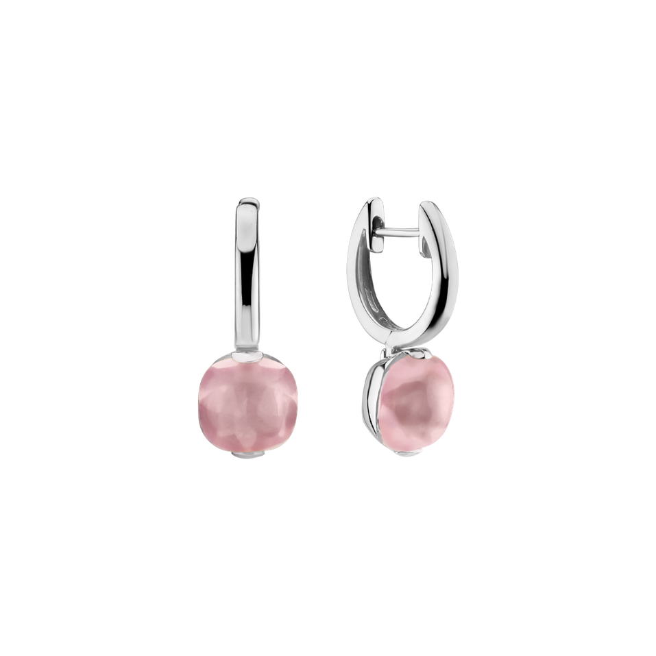 Earrings with Rose Quartz Bonbon