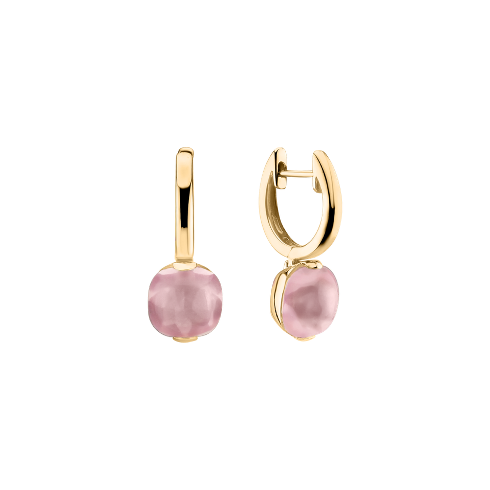 Earrings with Rose Quartz Bonbon