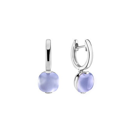 Earrings with Blue Chalcedony Bonbon