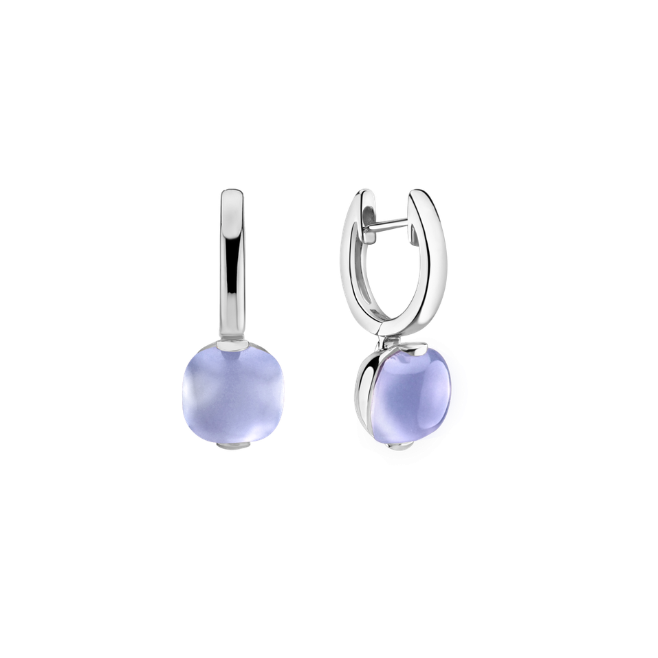 Earrings with Blue Chalcedony Bonbon