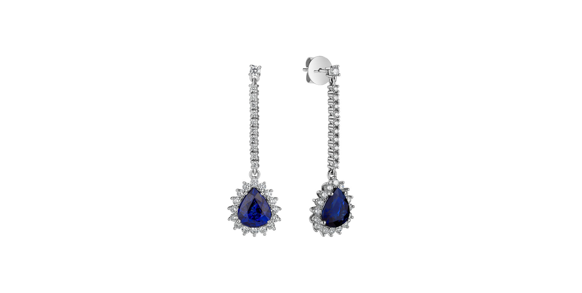 Diamond earrings with Sapphire Royal Sky