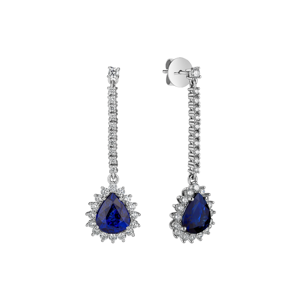 Diamond earrings with Sapphire Royal Sky