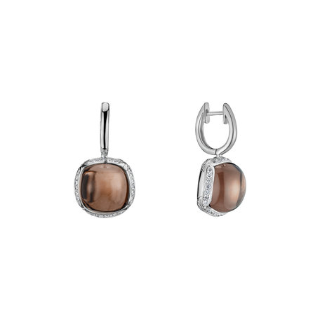 Diamond earrings with Quartz Mystic Drop