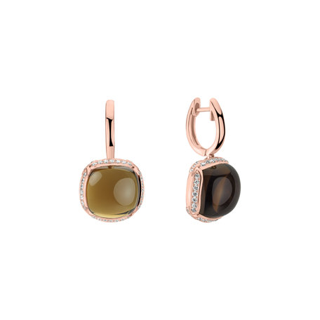 Diamond earrings with Quartz Mystic Drop