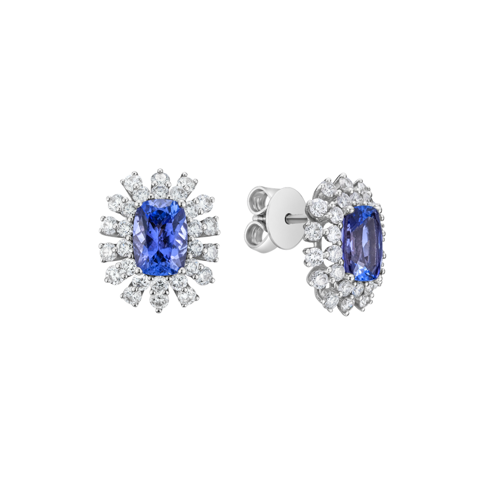Diamond earrings with Tanzanite Twilight Blossoms